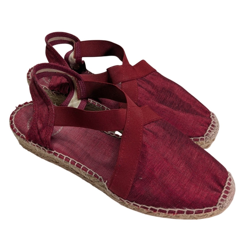 Toni Pons Origins Espadrilles Size 37 Burgundy Red Textile Wedge Sandals Spain